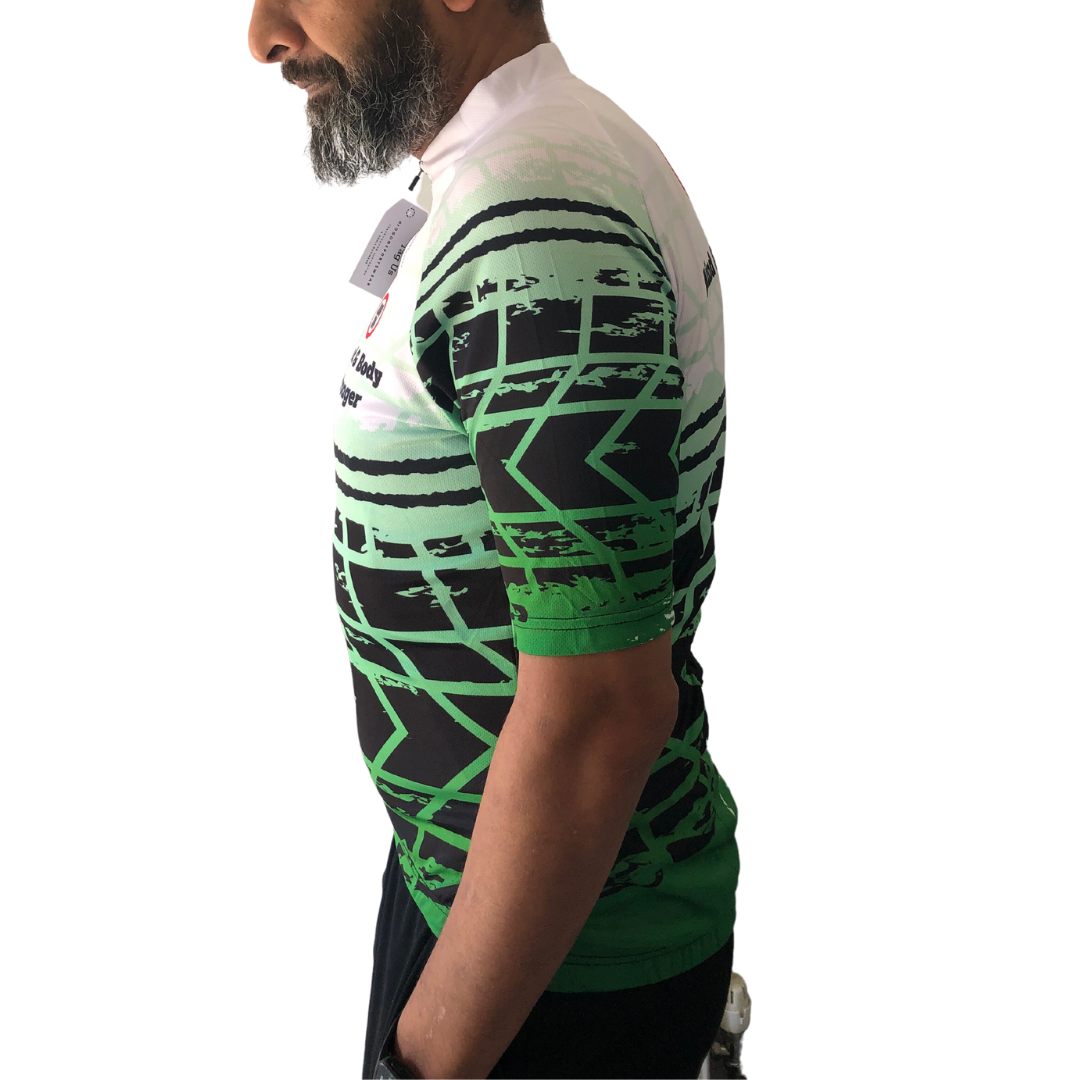 Mens Green Space Cycling Jersey: Half Sleeve