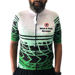 Mens Green Space Cycling Jersey: Half Sleeve